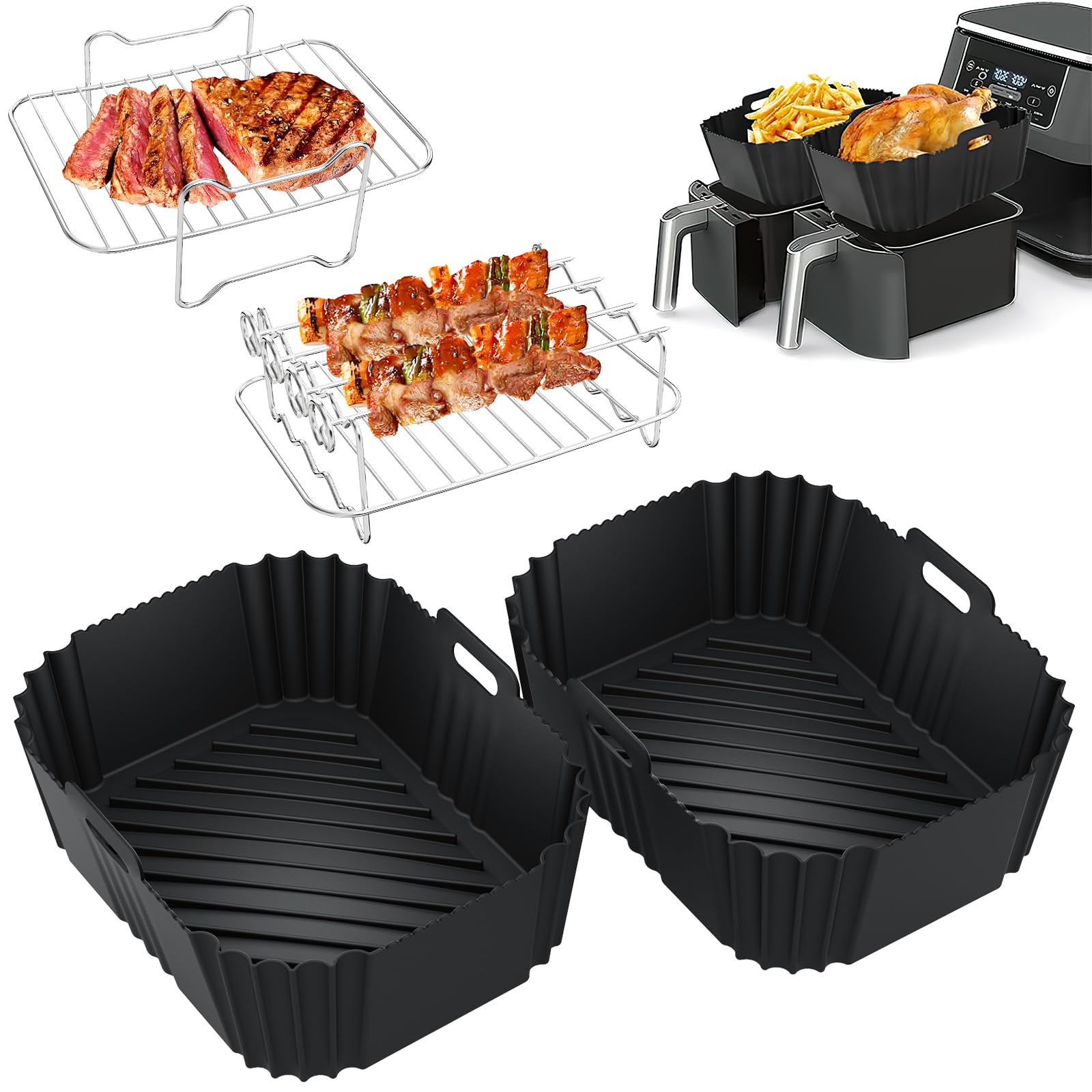 Akcesoria do frytkownicy na gorące powietrze Ninja Airfryer, HONYAO 8 sztuk silikonowa forma