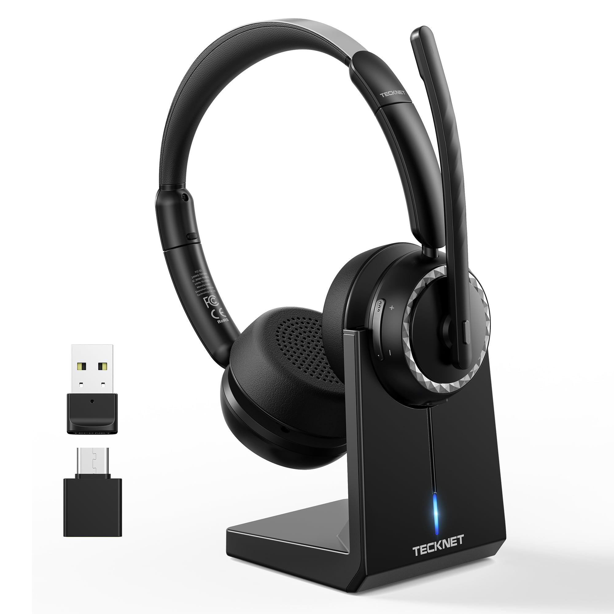 TECKNET V5.3 zestaw słuchawkowy Bluetooth z mikrofonem AI